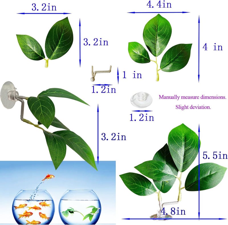 AncBace Fish Leaf Pad Fish Tank Accessories Aquarium Décor Simulating 2 pcs Adjustable Plastic Plants Betta Natural Habitat Playing Spawn Breed Rest Bed with Suction Cup Multi Leaf Design (2) - Image 5